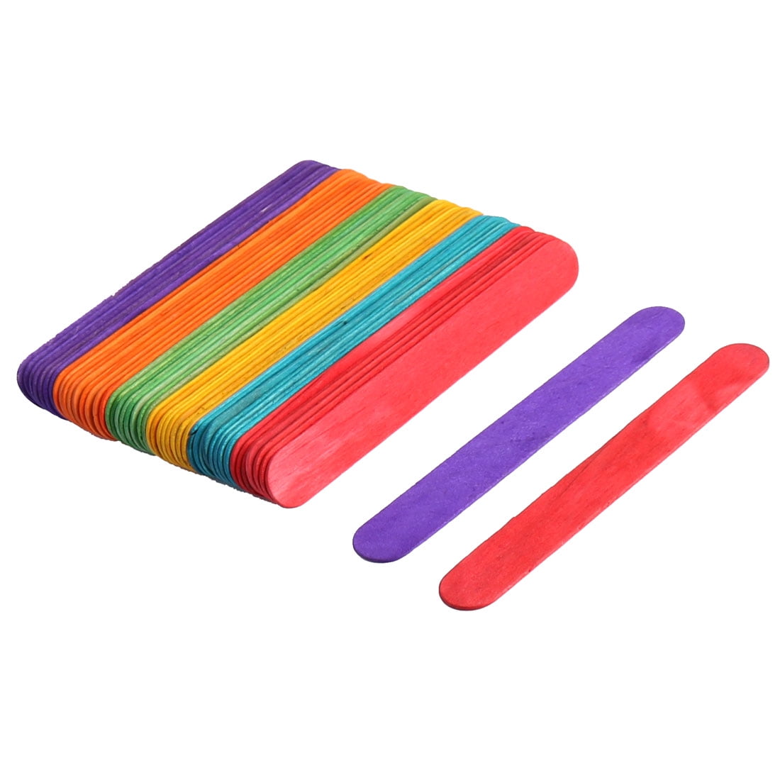 Unique Bargains 50pcs Home Wooden DIY Pop Treat Bars 15cm Length Assorted Color Ice Cream Stick