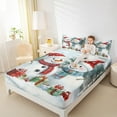 thumbnail image 4 of Manfei Lovely Xmas Snowman Twin Sheet Sets,Merry Christmas Twin Fitted Sheet,White Red Flat Sheet For Girl Teens,Breathable Home Decor,3pcs, 4 of 7