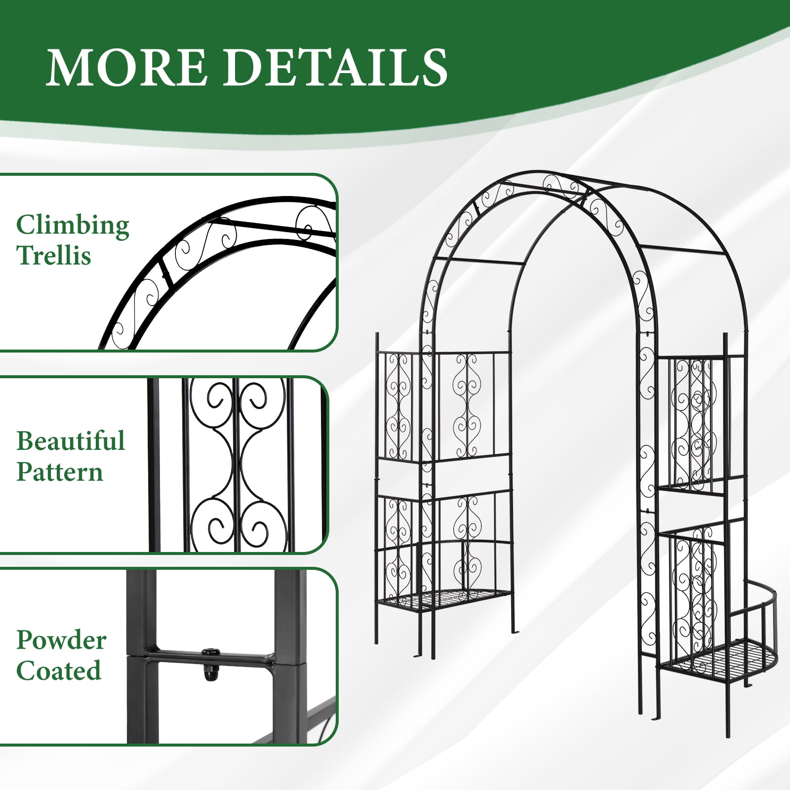 78x23x83.9 Inch Arc Roof Double Layer Arch Trellis, Rustproof, Free-Standing for Climbing Flowers/Vines, Garden/Backyard Decor, Black