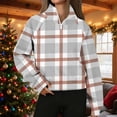 thumbnail image 2 of Atogsazn Womens Long Sleeve Sweatshirt Casual Plaid Zip Up Pullover Sweatshirts Athletic Running Tops Outerwear Gray S Fashion, 2 of 5