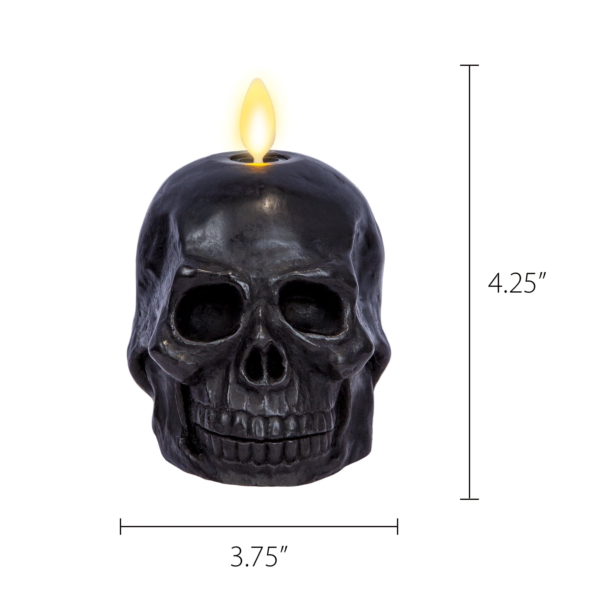 Luminara - Black Flameless Candle Skull - Unscented - 3.75" x 4.25"