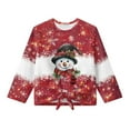 thumbnail image 5 of Xixirimido Snowman Christmas Style Red Printed Girls Casual Long Sleeve Shirts Knot Tie-hem Tunic Tops Crewneck Tees Blouses Girls Fashion Clothes, Size 9-10, 5 of 7
