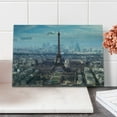 thumbnail image 2 of Eiffel Tower Cutting Board, Aerial View of Eiffel Tower Clear Day Boulevard Busy Town Park Skyscrape, Decorative Tempered Glass Cutting and Serving Board, Small Size, Pale Blue Brown, by Ambesonne, 2 of 5