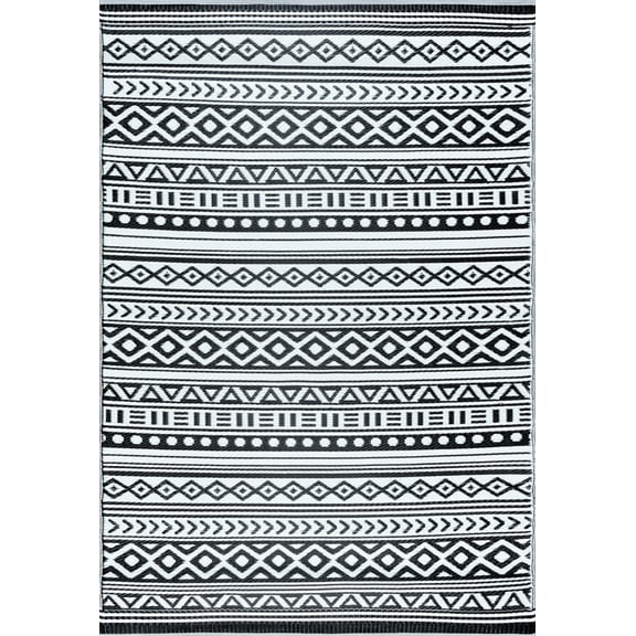 Tayse Sunset Area Rug SUN1807 Contemporary Black Diamonds Rows 5' 11" x 8' 10" Rectangle