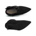 thumbnail image 4 of BLISSFUL STEP Women's Ankle Boots Faux Suede Bow Decor Stiletto Heel Pointed Toe Side Zip Booties  Black 10, 4 of 7