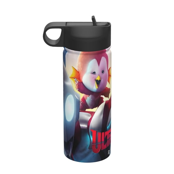 Ultraman Rising Kids Insulated Water Bottle With Straw - 18 Oz Stainless Steel Double Wall Vacuum Cup, Leakproof, Bpa Free, Suitable For Boys And Girls