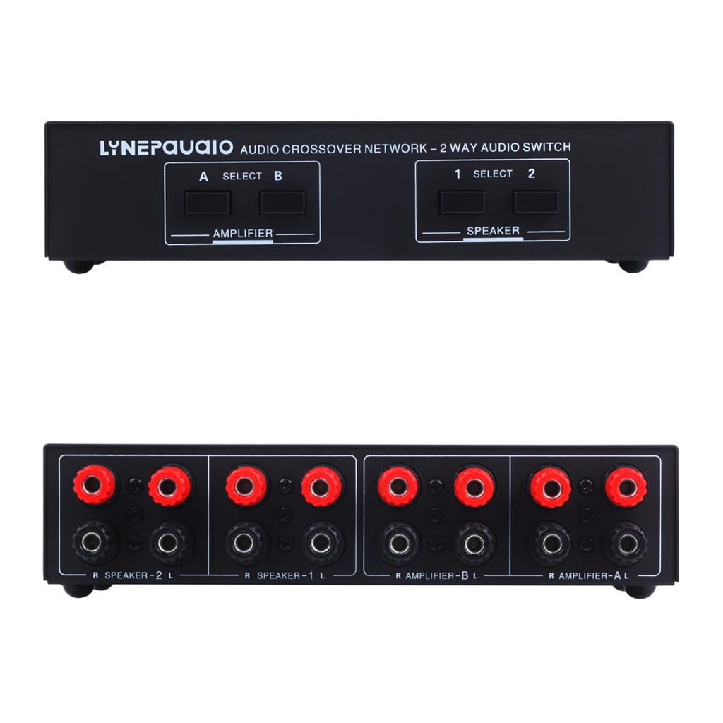 LeeQinersw 1pc 2 in 2 out 2 Way Passive Speaker Selector Switcher Splitter Switch Box Black