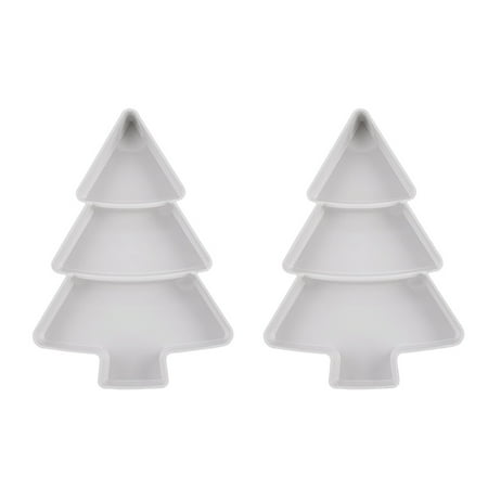 

NUOLUX 2Pcs Multifunction Christmas Tree Shape Fruit Plates Plastic Candy Snack Trays