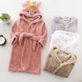 16Y Kids Cute Animal Cartoon Hooded Bathrobe Toddler Flannel Bath