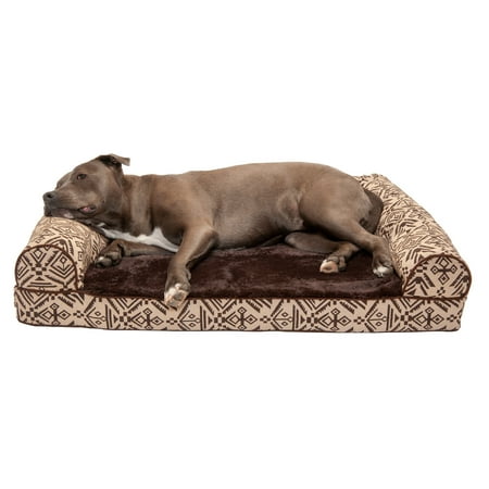 UPC: 0842229118971 | FurHaven Pet Products Southwest Kilim Sofa-Style Orthopedic Pet Bed for Dogs & Cats – Desert Brown  Large