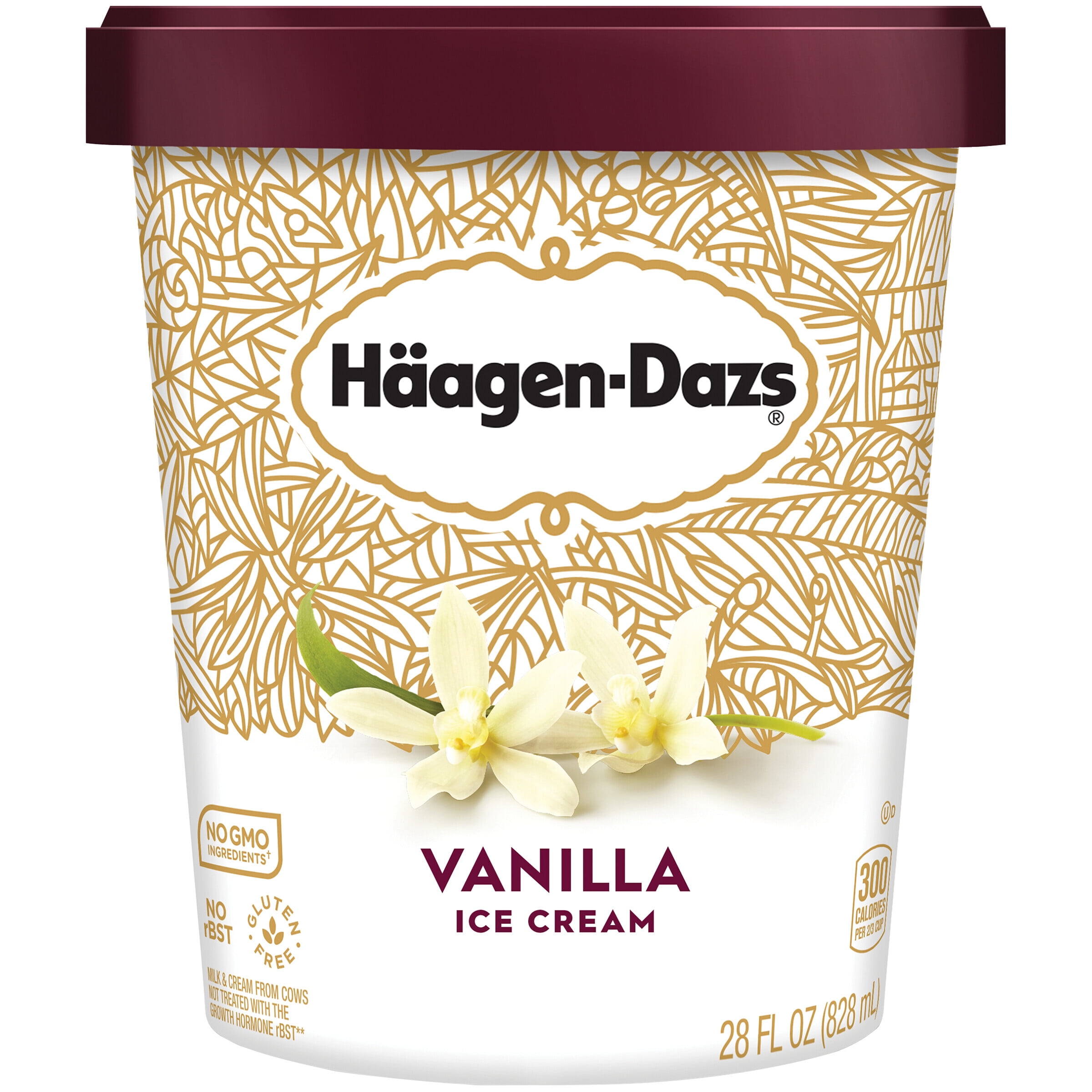 HAAGENDAZS Vanilla Ice Cream 28 fl. oz. Tub No GMO Ingredients No rBST Gluten Free