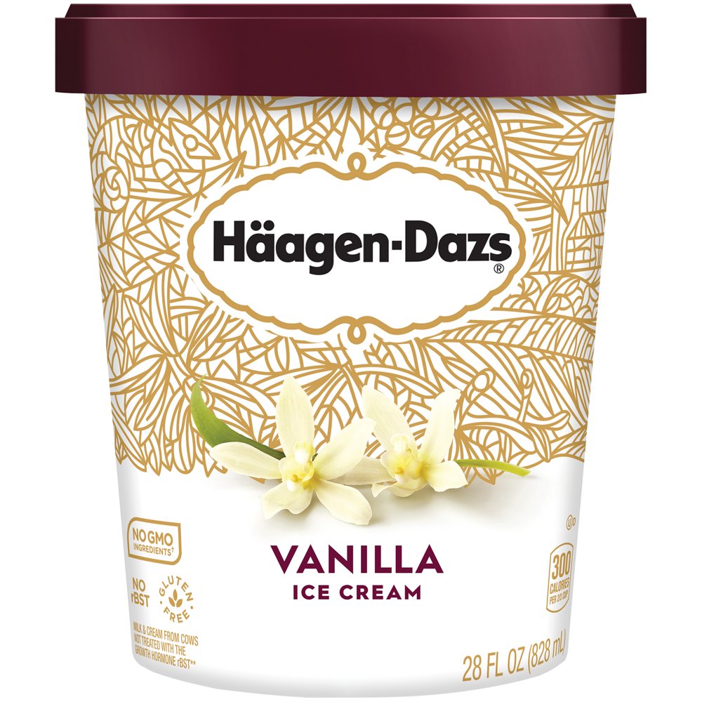 HAAGENDAZS Vanilla Ice Cream 28 fl. oz. Tub No GMO Ingredients No