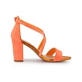 thumbnail image 4 of BLISSFUL STEP Women's Shoes Glitter Crisscross Strap Block Heel Sandals Orange 11, 4 of 8