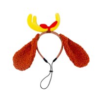 Hoosue Dog Reindeer Antlers Headband, Dog Christmas Antlers for Medium Large Dogs Fluffy Elastic Pet , Adjustable Deer Antlers for Dogs & Cats Halloween Christmas Party Birthday (C)