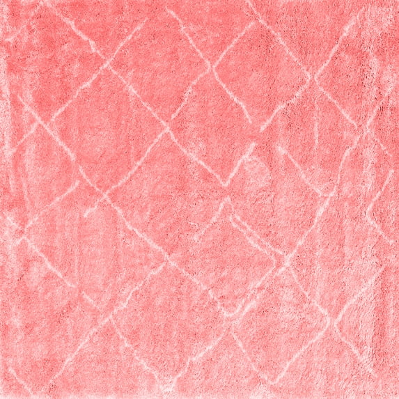 Ahgly Company Indoor Square Trellis Red Modern Area Rugs, 6' Square