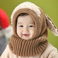 thumbnail image 4 of NOEGOEU Baby Winter Hat Scarf Set Hood Warm Knit Caps, Toddler Boys Girls Hats Beanie 6-36M (Brown,One Size), 4 of 4