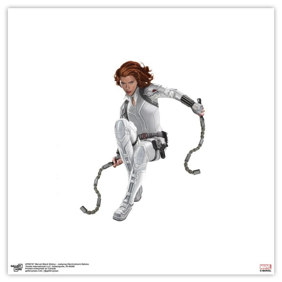 Gallery Pops Marvel Black Widow - Jumping Electroshock Batons Wall Art, Unframed Version, 12" x 12"