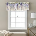 thumbnail image 3 of Purple Flower Valance Curtain for Windows Watercolor Purple Wisteria Floral Butterfly Vintage Linen Texture Rod Pocket Curtain Valances Short Window Treatments for Kitchen Bathroom 60 x 18 Inch, 3 of 9