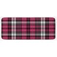 thumbnail image 1 of Checkered Kitchen Mat, Symmetrical Lines Squares Geometric Old Tartan Inspired Design Print, Plush Decorative Kitchen Mat with Non Slip Backing, 47" X 19", White Black Pink, by Ambesonne, 1 of 1