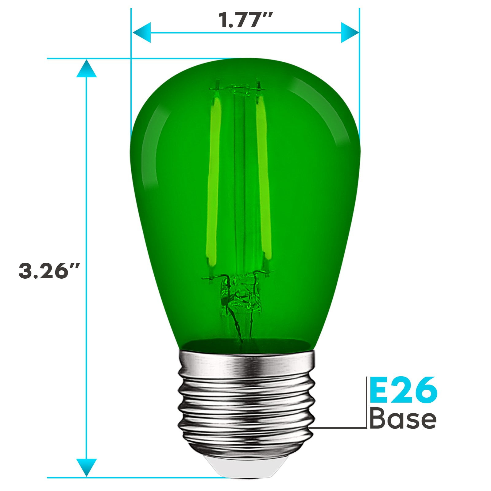 Luxrite S14 Christmas LED Red and Green Light Bulbs, 0.5W, Outdoor String Lights, UL, E26, Indoor Outdoor, Party, Holiday 6 Pack
