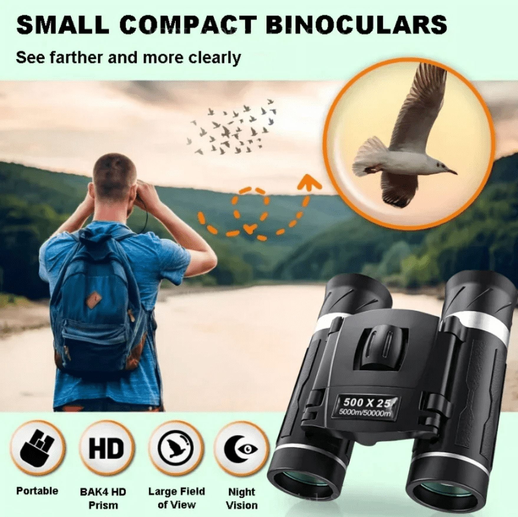 Professional Powerful 500x25 Binoculars High Magnification Low Light Night Vision Mini Portable Telescope For Outdoor Camping
