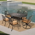 thumbnail image 6 of VIVIJASON 7-Piece Outdoor Furniture Dining Set, All-Weather Cast Aluminum Patio Conversation Set, Include 4 Stationary Chairs, 2 Swivel Dining Chairs and a Rectangle Table with Umbrella Hole, 6 of 7
