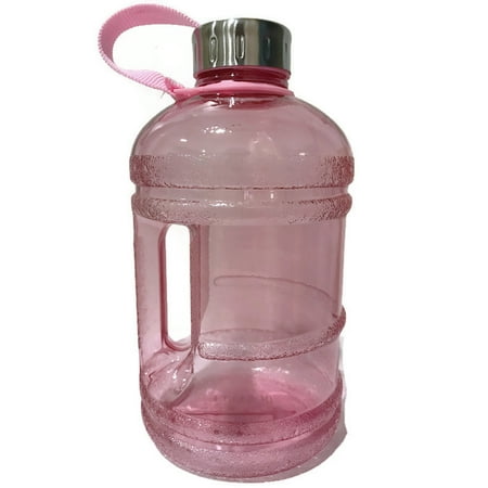 1/2 Gallon BPA Free FDA Approved Reusable Plastic Drinking Water Bottle Jug Container w/ Hand Holder Canteen and Stainless Steel Cap