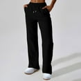 thumbnail image 2 of CFLVAEK Wide Leg Sweatpants Women Casual High Waisted Sweatpant Solid Color Open Bottom Lounge Pants with Pockets Black L, 2 of 5