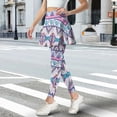 thumbnail image 2 of SCRAWLGOD American Tribal Violet Blue Fashionable Yoga Golf Leggings with Skirt Polyester Spandex Washable Tennis Skorts High Waist Elastic Running Pants Workout Outfits, L, 2 of 7