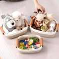 thumbnail image 5 of Natubeau Set of 6 Storage Basket for Organizing, Including 4 with Leather Handles & 2 Small Gifts Baskets, Rectangle Bins for Shelves, Brown & White, 5 of 11