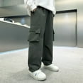 thumbnail image 4 of Boys Casual Sweatpants with Pockets Cargo Jogger Pants Black Trousers For Boys 4-7 Years Open Bottom Staight Long Trousers Kids Streetwear Size 5-6 Years Army Green, 4 of 8