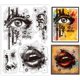 thumbnail image 1 of Sellos transparentes con rasgos faciales vintage para hacer tarjetas, sello de silicona con forma de ojo y nariz, fondo con textura rota, sello transparente., 1 of 8