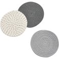 thumbnail image 3 of LNKOO Kitchen Potholders Set Trivets Set 100% Pure Cotton Thread Weave Hot Pot Holders Set (Set of 3) Stylish Coasters,Hot Pads,Hot Mats,Spoon Rest For Cooking and Baking by Diameter 7 Inches (Gray), 3 of 8