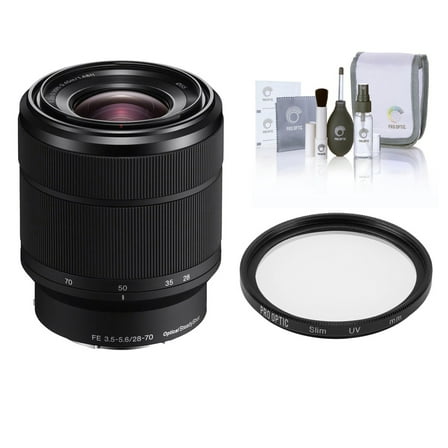 Sony FE 28-70mm f/3.5-5.6 OSS Lens for Sony E, Bundle with 55mm UV Slim Filter, Cleaning Kit