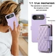 thumbnail image 4 of YEYKX Wallet Case for iPhone Air 6.5inch with Wrist/Shoulder Strap, 9 Card Slots Zipper Purse Luxury Leather Stand Checkered Cell Phone Cover,Purple,For iPhone Air, 4 of 10