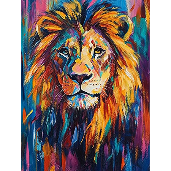 Colorful Lion Abstract Canvas Wall Art,Suitable for Living Room, Bedroom, Office, Dining Room, and Hallway Decoration.