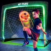 Light Up Soccer Ball Soccer Goal Gift Set - Glow In The Dark Soccer Gift for Boys Girls Kids Teens & Youths