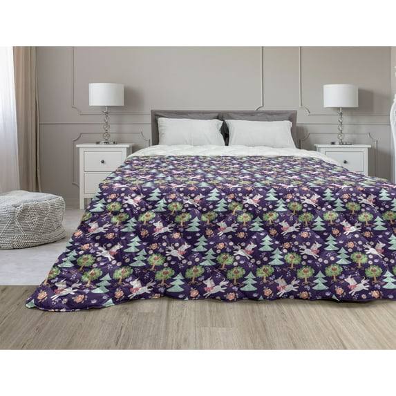 Tropic Down Alternative Comforter, Safari Jungle Wild JaguarsWalking in Rainforest Plants Monstera Exotic, Microfiber Quilt for All Season, 5 Sizes, Pale Earth Yellow Green, by Ambesonne