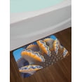 thumbnail image 2 of Nautical Bath Mat, Fantastic Shells in the Sea Ocean Sci Fi Style Featured Artistic Graphic, Non-Slip Plush Mat Bathroom Kitchen Laundry Room Decor, 29.5 X 17.5 Inches, Blue and Apricot, Ambesonne, 2 of 2
