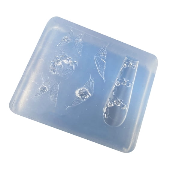 Professional Nails Art Charm Mold Feature Butterfly Rose Floral Pattern Silicone Nails Decorations Crafting Tool