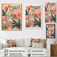 thumbnail image 4 of Designart "Jungle Leopard in Green and Pink II" Animals Canvas Wall Art - Traditional Pink Leopard Hallway Wall Art Decor, 4 of 6