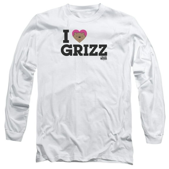 We Bare Bears Heart Grizz Long Sleeve Adult 18/1 T-Shirt White
