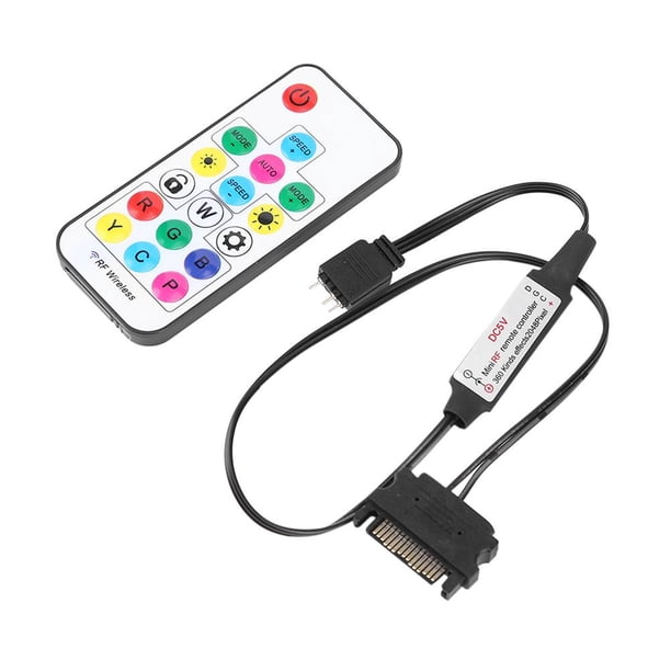 Tira de luces LED RGB de 5V, 2,4G, 17 teclas, Control remoto para carcasa de PC (3 pines a SATA)