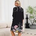 thumbnail image 6 of BOMYJESK Women Zipper Robe Collar 3/4 Sleeve Bathrobe Knee Length Zip Up House Coats Lightweight Duster Loungewear with Pockets Black XXL, 6 of 6