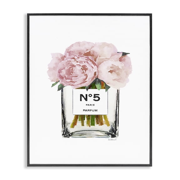 Stupell Industries Contemporary Fashion Designer Flower Bottle Pink Watercolor Black Framed Giclee Art, 11 x 14, by Amanda Greenwood