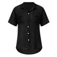 thumbnail image 5 of Camiseta de algodón de manga corta con cuello en V sólido informal elegante para mujer OAVQHLG3B Store  lin121212, 5 of 5