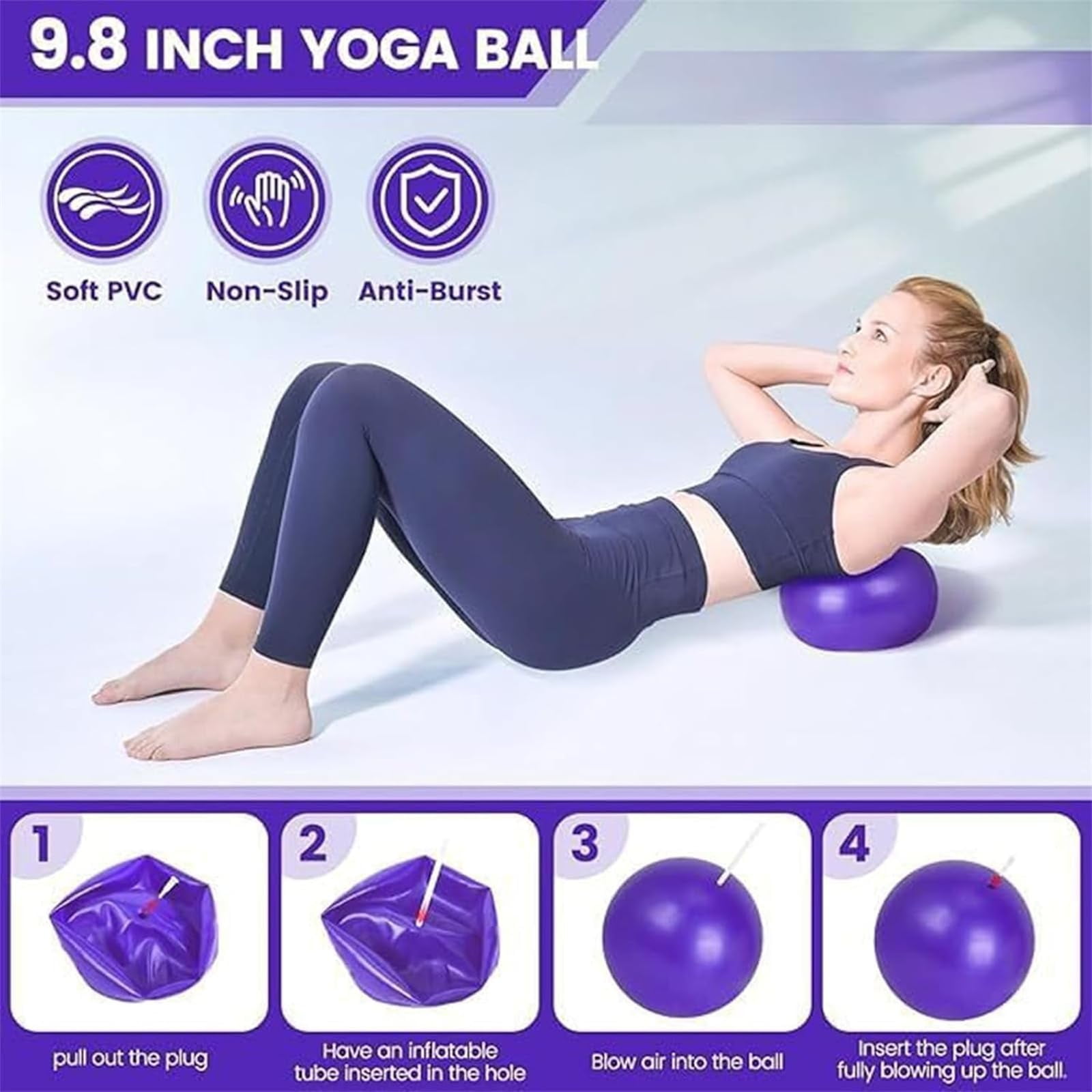 Pilates Ring and Ball Set with Resistance Bands, 25cm Yoga Ring, Stretch Straps, Latex Pull Bands, and Yoga Ball for Full-Body Workout and for Women's Home Workouts & Beginners
