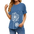 thumbnail image 3 of TWY Women Dandelion Print Crew Neck Short Sleeve T-shirt Tops, 3 of 6