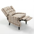 thumbnail image 5 of Upholstered Wingback Recliner Chair, Plaid Recliner Chair Armchair Adjustable Footrest Push Back Reclining Sofa, Mid Century Modern Lounge Armchair for Living Room, Bedroom, Reading -- Natural, 5 of 8