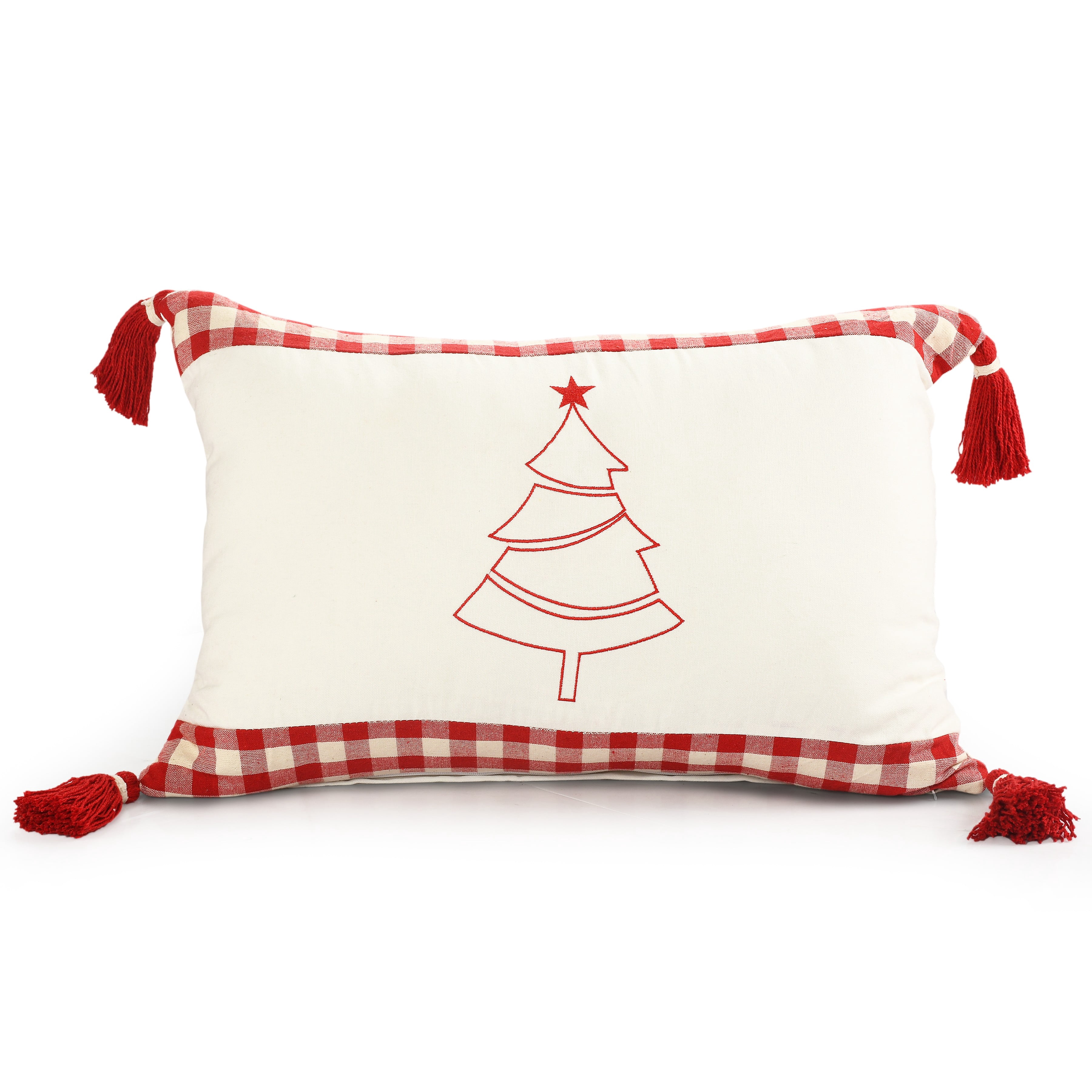 Harlow Hill 16" x 24" White/Red Plaid Cotton Adult Decorative Throw Pillow Cover